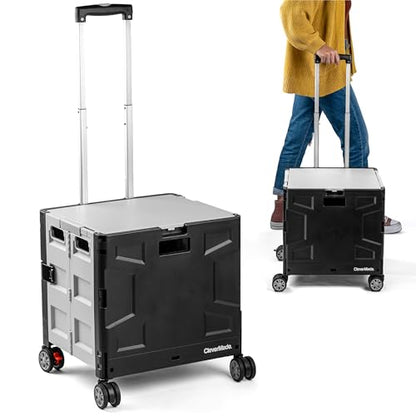CleverMade Collapsible Wheeled Crate with Lid, 4-Wheels, Swivel and Glide Rolling Crate with Handle and Double Wheels, 55L, 100 lb Capacity, Cool Gray, Polypropylene (PP) - color: Cool Gray, size: 55L - 4 Wheels
