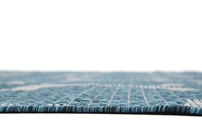 Unique Loom Outdoor Trellis Collection Area Rug (8' x 11' 4" Rectangle, Teal/ Gray) - color: Teal/Gray, size: 8' x 11'4" (Rectangular)