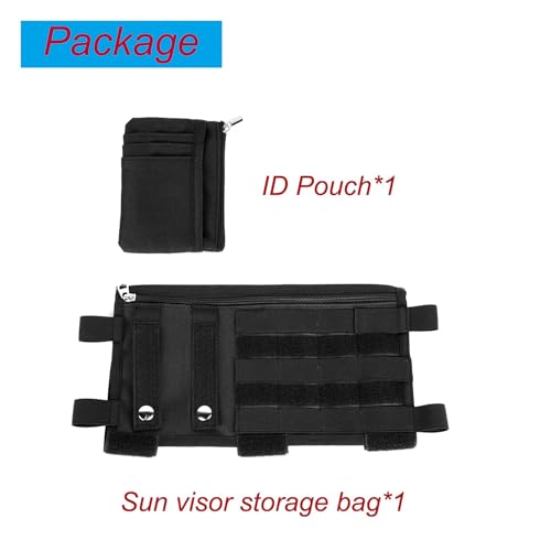 Molle Visor Panel Organizer, Tactical Car Sun Visor Cover Molle Webbing Compatible Elastic Slots Vehicle Visor Storage Holder Pouch for All Vehicle