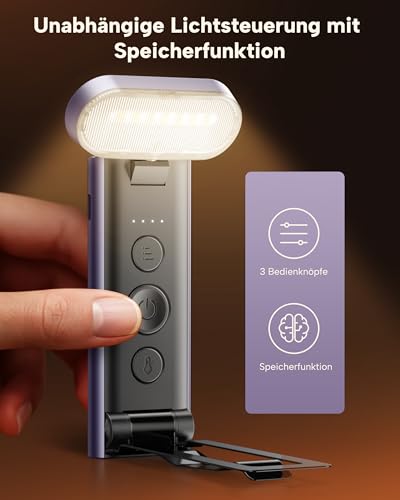 86lux Book Light, Reading Light for Book in Bed, USB Rechargeable LED Night Light with 3 Colors & Stepless Dimming, Aluminum Alloy Bookmark Light for Book Lovers, Lavender - color: Lavender