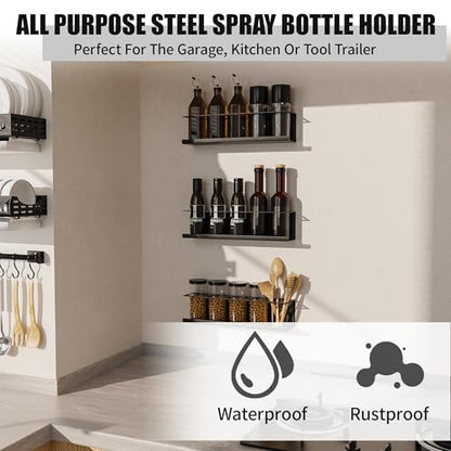 Riciakik 2 Pack Wall-Mounted Aerosol Spray Can Holder Storage Rack, Heavy-Duty Paint Bottle Organizer With 10 Holes, Black Spray Steel Rack for Garage, Shop, Home or Tool Trailer - style: 2 Pack