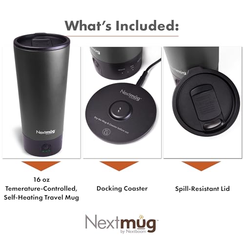 Nextmug Go - Temperature-Controlled, Self-Heating Travel Mug (Black - 16 oz.) - color: Black