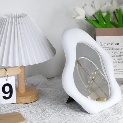 YCHMIR Small Wall Mirror Table Mount Vanity Mirror 10 “L x 8.8 ”W (White) - color: White