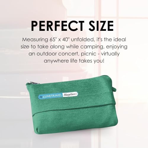 SAGEFINDS Airplane Travel Blanket | Compact Throw Blanket for Camping and Hiking | Converts into a Pillow | Travel Gift | Soft Jersey Knit | Fits in Backpack | Attaches to Luggage | Travel Essential - color: Teal