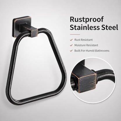 Oil Rubbed Bronze Towel Ring for Bathroom, Kitchen Bath Towel Holder Hangers Wall Mount Heavy Duty Stainless Steel - color: Oil Rubbed Bronze, size: 1 Pack