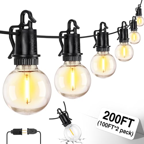 ZJOJO 200FT Outdoor String Lights, G40 Globe Outdoor Lights with 60 Shatterproof LED Bulbs 2700K, IP65 Waterproof Patio Light String Lights for Outside Backyard Porch Party - size: 200FT-60