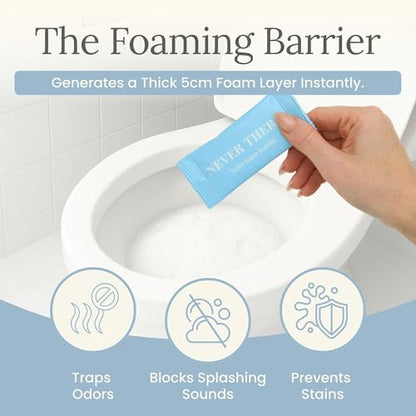 Never There Toilet Foam Bombs - 14 Count Discreet & Portable Lavender Scent Foaming Powder | On-The-Go Toilet Refresher for Bathroom Anxiety | Instantly Eliminates Odor, Sound & Stains