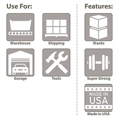 Buckhorn SW3215080201000 Plastic Straight Wall Storage Container Tote, (32-Inch x 15-Inch x 7-1/2-Inch), light grey - size: 32" x 15" x 7.5"