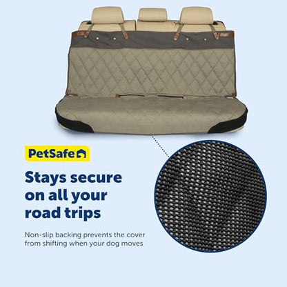 PetSafe Happy Ride Quilted Bench Seat Cover - Long-Lasting Waterproof Padded Backseat Protection with Secure Seatbelt Access - Keeps Leather Seats Clean & Protects from Scratches - color: Green, size: Standard, style: Bench