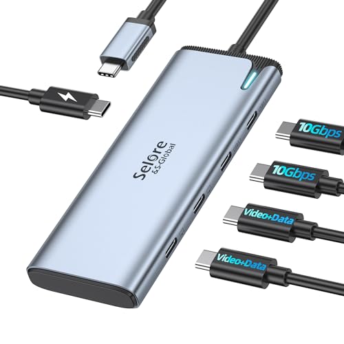 USB-C Splitter with 4K@60Hz Video USB-C Hub Dual Monitor with DP Alt Mode | DP Alt Mode,10Gbps Data Transfer,100W PD,Docking Station Dual Monitor for Laptop iPad Dell HP and More Type C Devices - color: Silvery