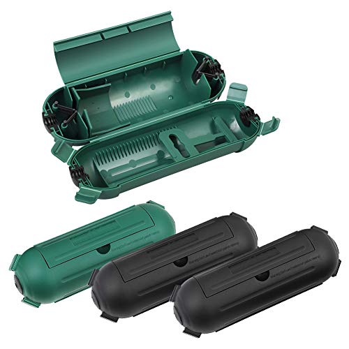 DEWENWILS [4 Pack] Outdoor Extension Cord Safety Cover, Weatherproof Electrical Connection Box, Adjustable Compartment for AWG 12/14/16 Cords, Protect Holiday Decoration Lights and Plugs, Black+Green - color: Black, size: 4 Pack