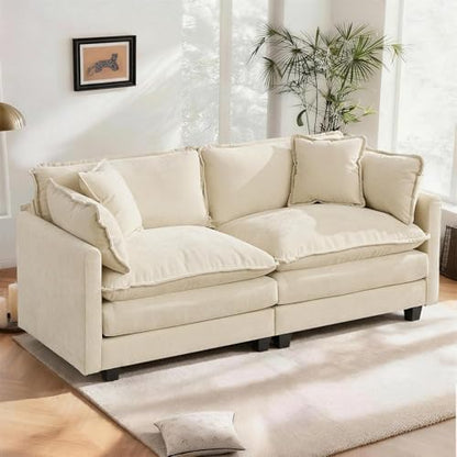 SoarFlash 77.95" Chenille Sectional Sofa, Comfy Modular Loveseat Sofa, Modern 2-Seat Couch Deep Seat Sofa Set for Living Room,Beige - color: Beige, size: 2 Seat