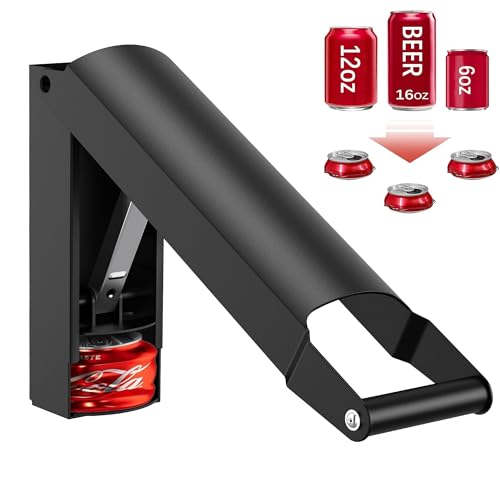 Can Crusher Wall-Mounted, Can Compactor Heavy Duty for 8/12/160Z, Can Crusher for Recycling Aluminum Soda, Beer Cans and Bottles - color: BLACK