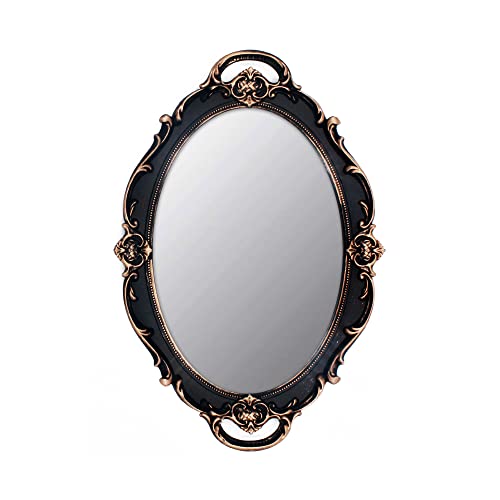 YCHMIR Vintage Mirror Small Wall Mirror Hanging Mirror 14.5 x 10 inchs Oval Brown - color: Brown