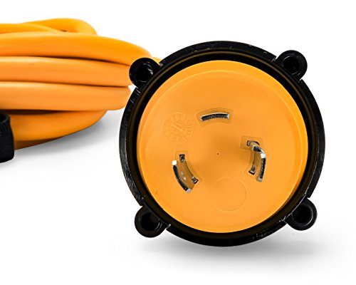Camco PowerGrip 25-Foot Marine/Boat Extension Cord with 30M/30F Locking Adapter | Allows for Easy Boat Connection to Distant Power Outlets (55611) - size: 25', style: 30M Locking/30F Locking