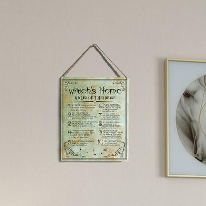 wall-pediments MP 478 Witch's Home Rules of the House 10-Rule Witchy Plaque, 6.7 x 10 Inches Gothic Home Decor - color: Generic 9963