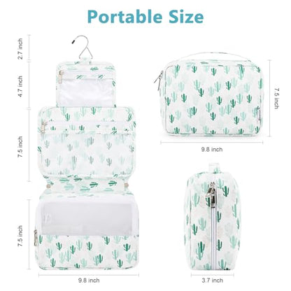 Mossio Hanging Toiletry Bag with Sturdy Hook - Large Portable Cosmetic Makeup Travel Organizer for Men & Women - color: Cactus