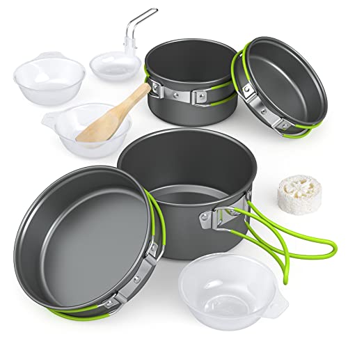 ACAGALA Portable Outdoor Tableware Camping Cookware 2-3 People Multifunctional Portable Cooking Set for Outdoor Stove