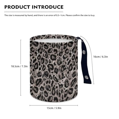 Renewold Leopard Gray Car Trash Can Bin Automotive Front Back Seat Garbage Cans Vehicle Trash Bag with Adjustable Button Straps Auto Waster Container Camping Hiking Beach Storage Bag Waterproof - color: Leopard Gray