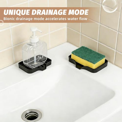2-Pack Self-Draining Silicone Soap Dish - Anti-Slip Bar Soap Holder for Shower, Bathroom & Kitchen - color: Black Soapdish