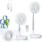 Portable Oscillating Rechargeable Fan, Battery Operated with 4 Speed Settings & Remote Control, Desk Travel Fan for Sleeping, Camping, Cruise, RV - White 8" USB C - color: White-7200mAh