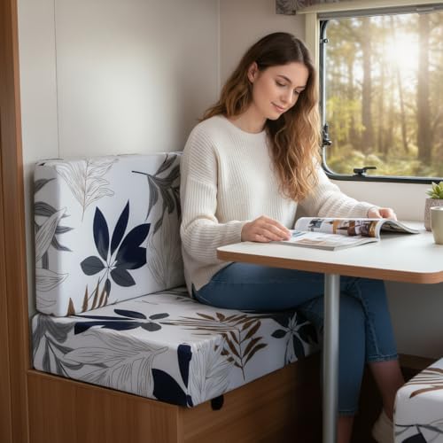 TOPCHANCES RV Dinette Cushion Covers,Stretch Camper Cushions Cover Replacement Bench Cushion Cover Washable Loveseat Slipcovers for Travel Trailer Couch (Pattern 4) - color: Pattern 4