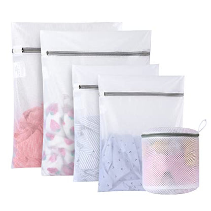 GOGOODA Mesh Laundry Bags for Delicates Durable Protective Wash Bags Travel Storage Bags for Intimates Lingerie,5PCS（2M,2L,1 Bra Bags） - size: 2M,2L,1 Bra Bags