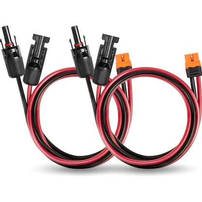 MOOKEERF Solar to XT60i Cable - 2PCS 3FT Solar Panel to XT60i Adapter Connector Extension Cable for Portable Power Station - size: 3FT