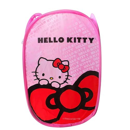Cute Cartoon themed Laundry Basket, Mesh Pop Up Hamper with Carry Handles, Large Capacity Collapsible Storage for Room, Dorm | Travel & Camping (Kitty) - color: Kitty