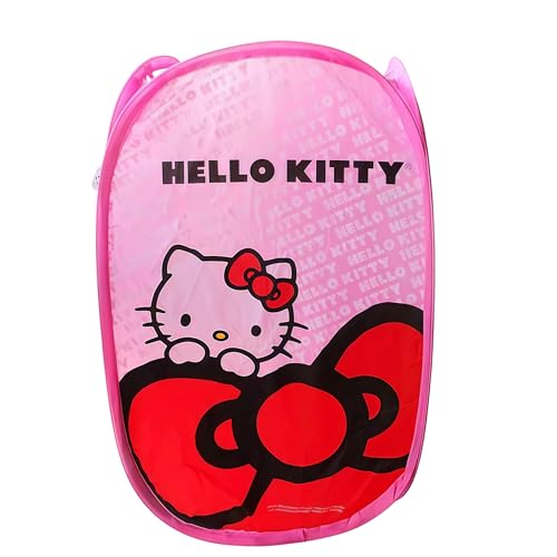 Cute Cartoon themed Laundry Basket, Mesh Pop Up Hamper with Carry Handles, Large Capacity Collapsible Storage for Room, Dorm | Travel & Camping (Kitty) - color: Kitty