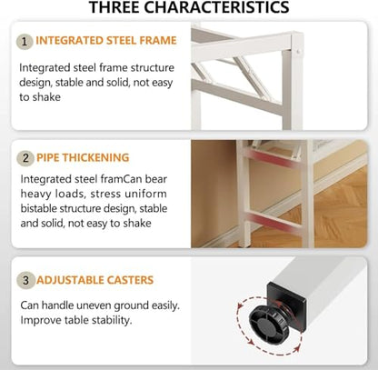 39.4 Inch Folding Table，Square Folding Desks for Small Space,Small Foldable Desk No Assembly,White. - color: Frame：white/Board：white, size: 39.4" x 19.7"