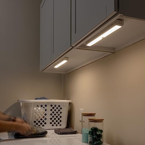 Amazon Basics LED Motion Sensor Light Bar, USB/Battery Operated, 250 Lumens, 12 Inches, Swivel, Under Cabinet Lighting for Closet, Kitchen, 2-Pack, White - style: LED Light Bar, Sensing Swivel