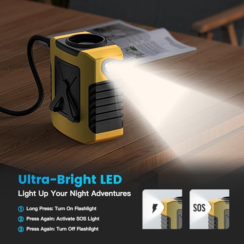 10000mAh Portable Waist Fan - Clip on Wearable Belt Personal Fan Rechargeable Battery operated With 4 Speeds & Flashlight Neck Hands-Free 20H Cooling For Outdoor, Hiking,Jobsite, Farms - color: Yellow-2
