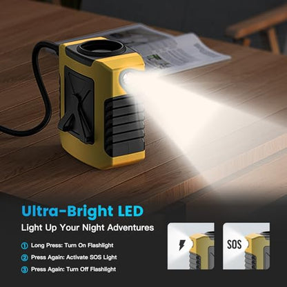 10000mAh Portable Waist Fan - Clip on Wearable Belt Personal Fan Rechargeable Battery operated With 4 Speeds & Flashlight Neck Hands-Free 20H Cooling For Outdoor, Hiking,Jobsite, Farms - color: Yellow-2