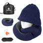 Travel Pillow - Hooded Neck Pillow Airplane Memory Foam Filling for Plane, Office, Cars Sleeping, Road Trip, Long Flights, Airplane Travel Essentials, Includes Eye Mask & Earplugs (Navy) - color: Navy