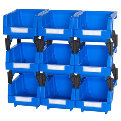 Small Plastic Stackable Hanging Storage Bins,5-1/3"X4-1/5 X3,Blue, 9 pack,