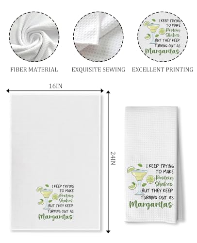 Advivio I Keep Trying to Make Protein Shakes - Kitchen Dish Towels Flour Sack Tea Towels, Margaritas Kitchen Towel for Women Mom Grandma Margaritas Lover Gifts - color: I Keep Trying Towels