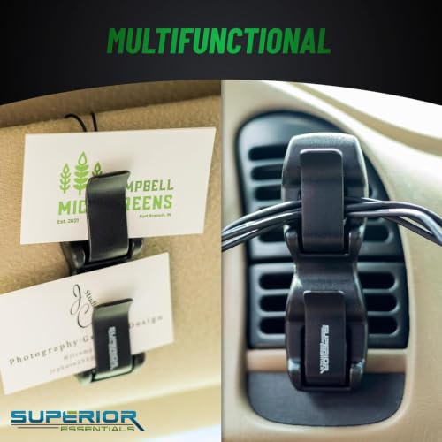 SUPERIOR ESSENTIALS Sunglass Holder for Car Visor Clip - Sun-Glasses Holder and Ticket Card Clips - Car Visor Accessories - Luxury Eyeglass Car Mount (Pack 1) - size: 1 PC