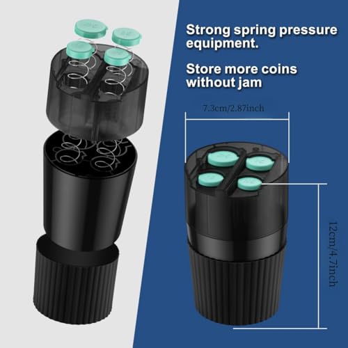 Coin Holder for Car, Large Capacity Universal Car Portable Coin Organizer, Fits Most Vehicles & Trucks Cup Holders, Change Dispenser Storage for Quarters, Pennies, Dimes, Nickels (Four Coin) - size: Four Coin