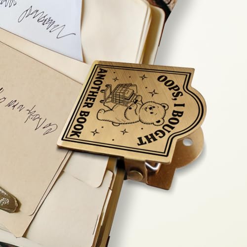 ANATTASOUL Travel Journal Clip Vintage Book Bear Metal Book Clips, Decorative Heavy Duty Journal Clips to Hold Journal Open for Notebook, Photo, Bookmark, Office Kitchen Home DIY Use - style: Book Bear