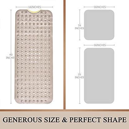Sheepping Baby Bath Mat Non Slip Extra Long Bathtub Mat for Kids 40 X 16 Inch - Eco Friendly Bath Tub Mat with 200 Big Suction Cups,Machine Washable Shower Mat (Translucent Grey) - color: Translucent Grey