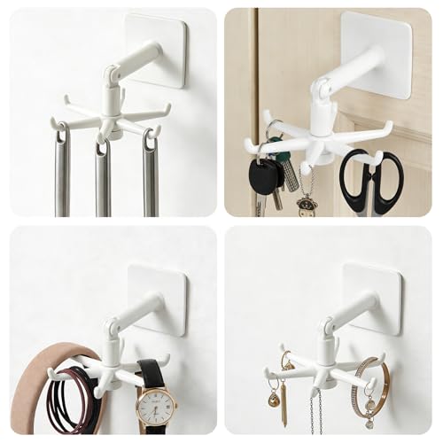 Multi-Purpose Under Cabinet Kitchen Utensil Hook, 360° Rotating Utensils Hanger Hook for Kitchen and Bathroom Hanging Rack for Tools/Towel/Knife/Scoop(White) - color: Upgrade White-1 PCS