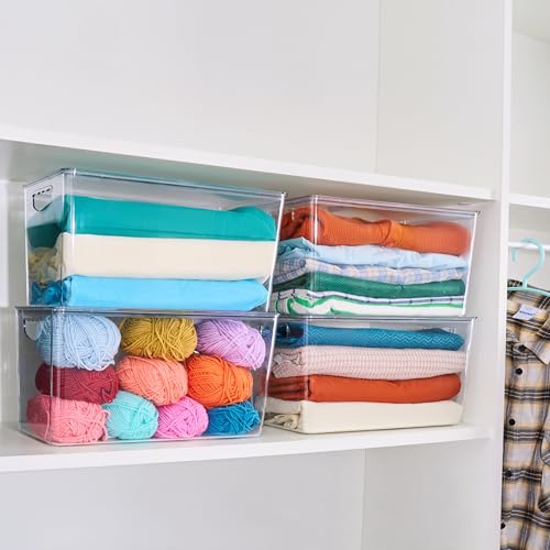 theaoo Clear Storage Bins with Lids Stackable - XLarge Plastic Containers for Pantry Organization and Storage - Perfect for kitchen,Fridge,Laundry Room,Bathroom,Garage,Closet,Cabinet Organizer -8 Pack - size: XL (Pack of 8)