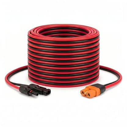 MOOKEERF Solar to XT60i Cable 10AWG 25FT Solar Panel to XT60i Adapter Connector XT60i-F Extension Cable for Portable Power Station Generator(25feet) - size: 25FT