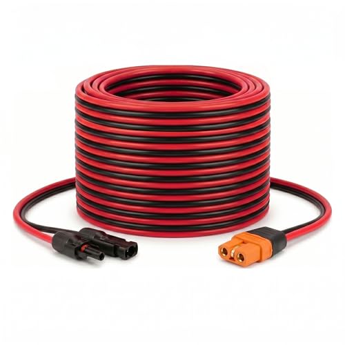MOOKEERF Solar to XT60i Cable 10AWG 25FT Solar Panel to XT60i Adapter Connector XT60i-F Extension Cable for Portable Power Station Generator(25feet) - size: 25FT