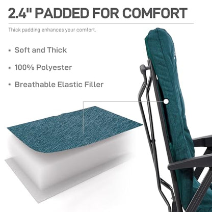 EVER ADVANCED Folding Camping Recliner Chair Fully Padded with Adjustable High Back Support Portable for Adults Patio Reclining Chair Green - color: Green