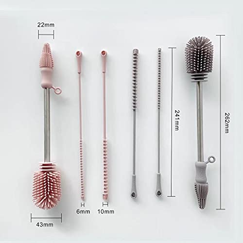 Haakaa Silicone Cleaning Brush Kit – Household Cleaning Brushes for Bottles and Crevices – Food-Grade Silicone: Dishwasher Safe (Brush-Grey) - color: Brush-grey