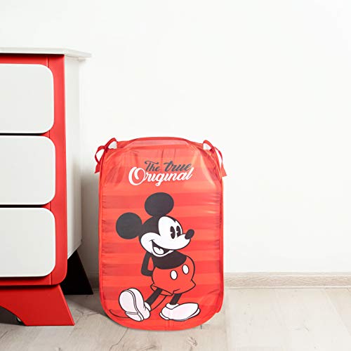 Disney Mickey Mouse Kids Pop Up Laundry Hamper - Collapsible Mesh Basket with Handles, Foldable Storage for Bedroom and Toys - Jay Franco (Officially Licensed Disney Product) - color: Mickey Mouse - Red