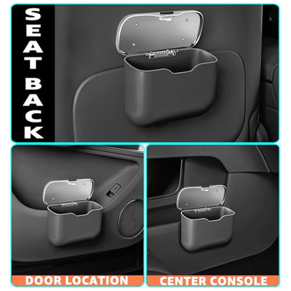 HOLDCY Car Trash Can, Waterproof Multi‑Functional Auto Trash Bin for Door/Console/Seat Back, Universal Vehicle Garbage Can for Car/Truck/SUV Drivers (Black) - color: Black