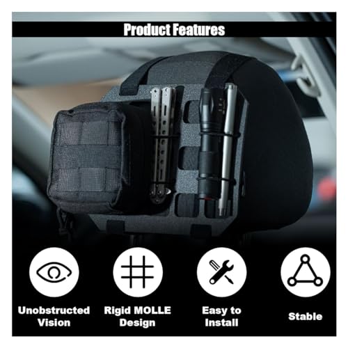 Car Headrest Organizer Rigid MOLLE Panel, Tactical Gear Seat Back Organizer, EDC Pouch Tool Gadget Holder, Backpack Insert Panel for Truck Equipment Mount Plate Modular Storage Shelf (Headrest Panel) - style: Headrest Panel